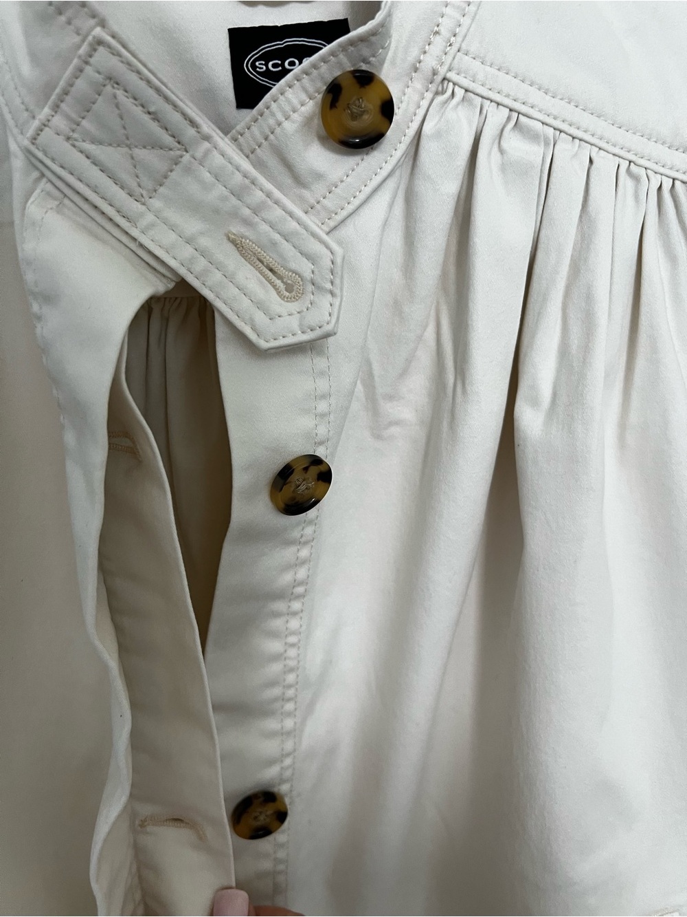 Scoop Button Front Swing Jacket/Top-Cream - Picture 4 of 11